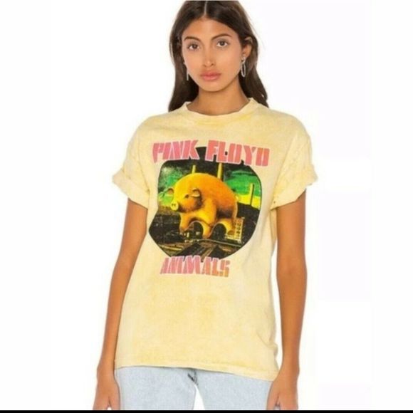 Daydreamer Tops - New Daydreamer Pink Floyd Animal Tours Tee Yellow Short Sleeve Womens Size Small